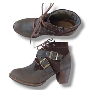Caterpillar Cat Briony Ankle Boots Brown Leather Suede Waterproof Chunky Size 8